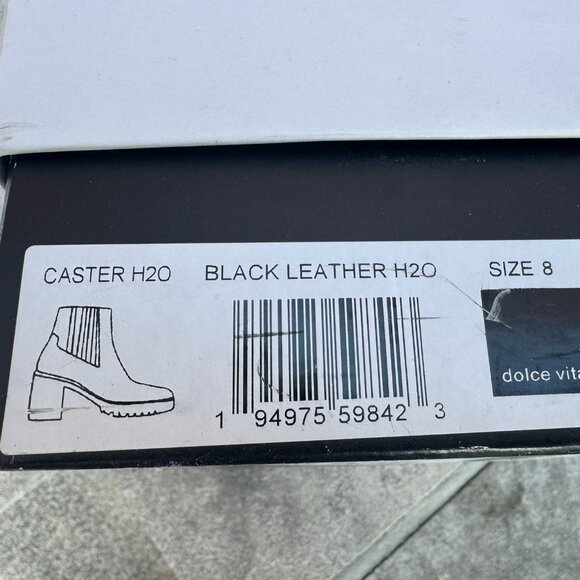 Dolce Vita Caster H20 Waterproof Leather Boots Chunky Heel Booties Size 8 - Picture 7 of 8